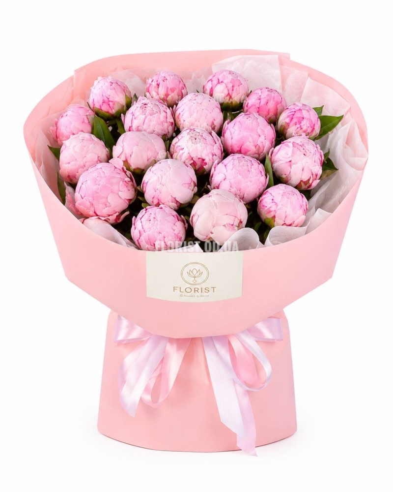 Букет из 21 махрового пиона из Голландии